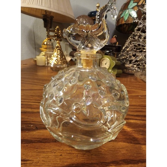 Vintage Art Deco 1940s Alfred Flaster Fish Motif Perfume Bottle, Hobnail Waves - Picture 3 of 8